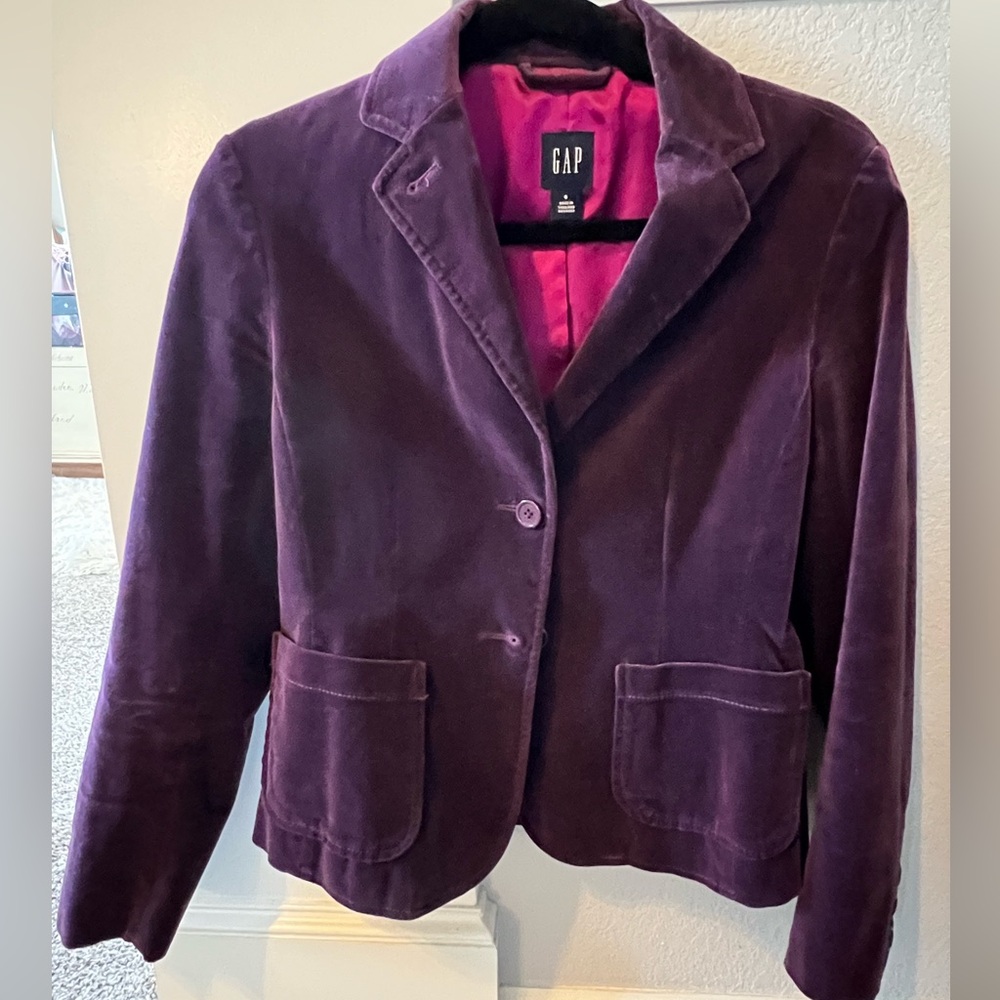Purple velvet blazer